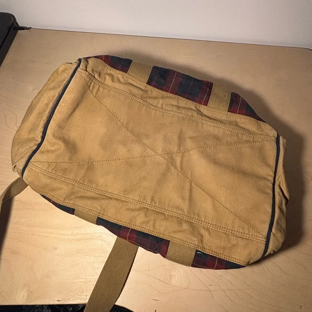 RARE Vtg Y2K American Eagle Duffle Bag Multicolor Plaid Canvas Carry On Weekend